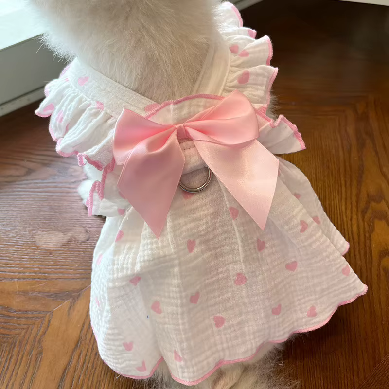 Pet dresses accessories clothes for spring and summer dogs cats teddy bears Pomeranians plush toys cats hearts all cotton fabric — image 5