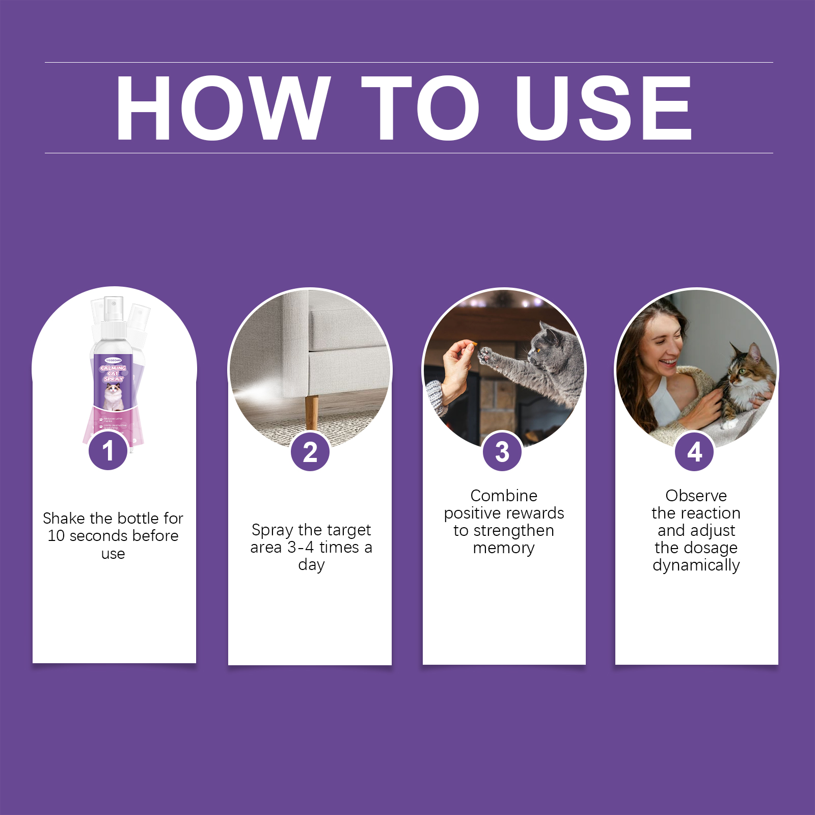 Spray Calmante para Gatos de 60 ML - Alivio Natural contra Ansiedad y Comportamientos Indeseables — imagen 4