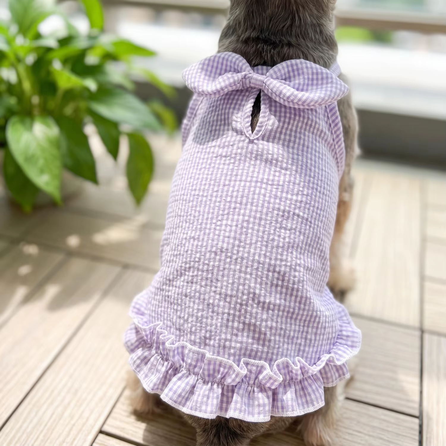 Ropa de verano para perros pequeños: camiseta de tirantes con volantes y rayas, chaqueta transpirable para cachorros, ropa de perro dulce y frillada — imagen 6