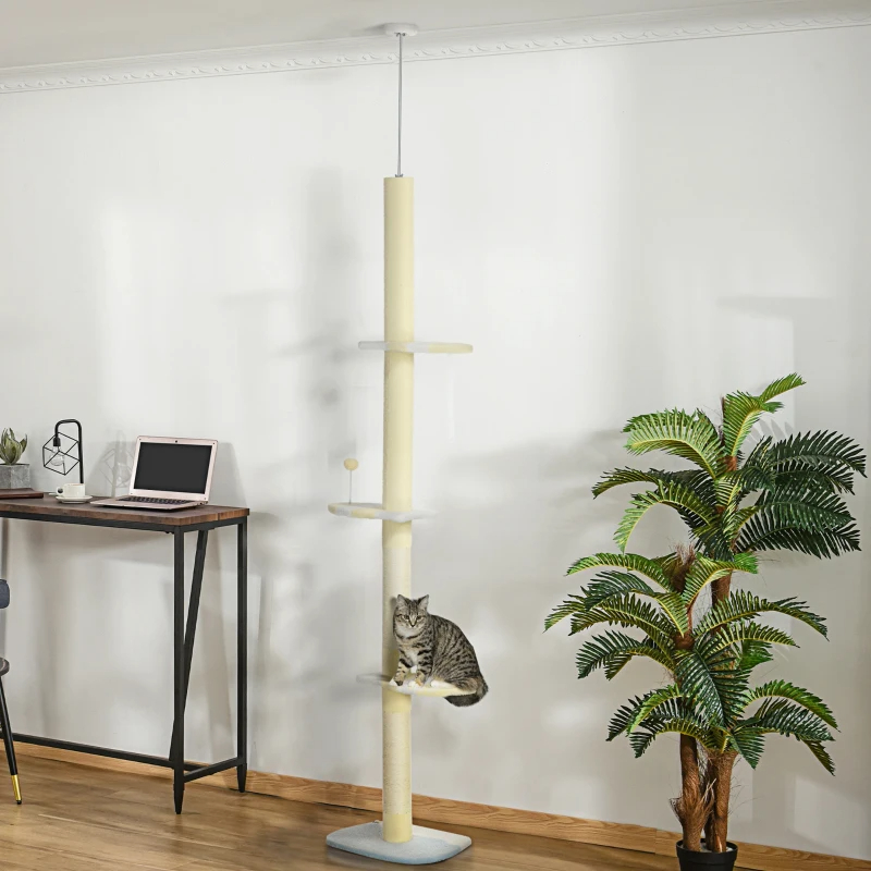 Árbol para Gatos de 4 Niveles del Piso al Techo, Altura Ajustable de 87 a 103 Pulgadas — imagen 9