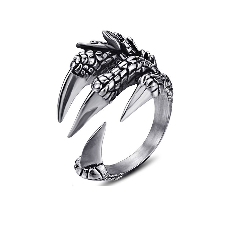 Anillo Dragón de Titanio y Acero Inoxidable con Garras Afiladas, Anillo Abierto para Animales — imagen 4