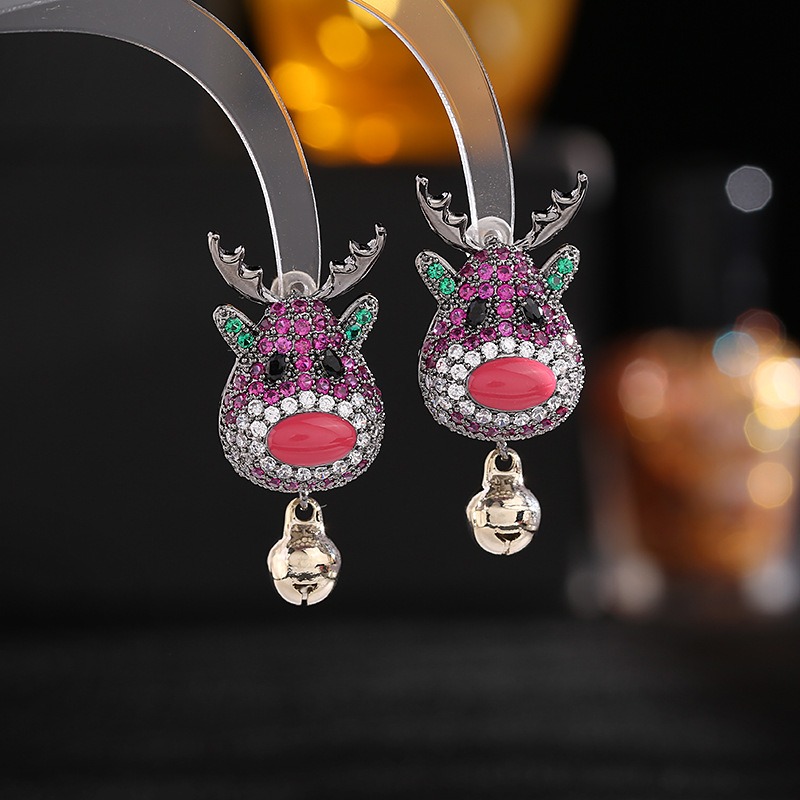 Pulseras de regalo navideño coloridas con zircón incrustado, campana y ciervo navideño — imagen 3