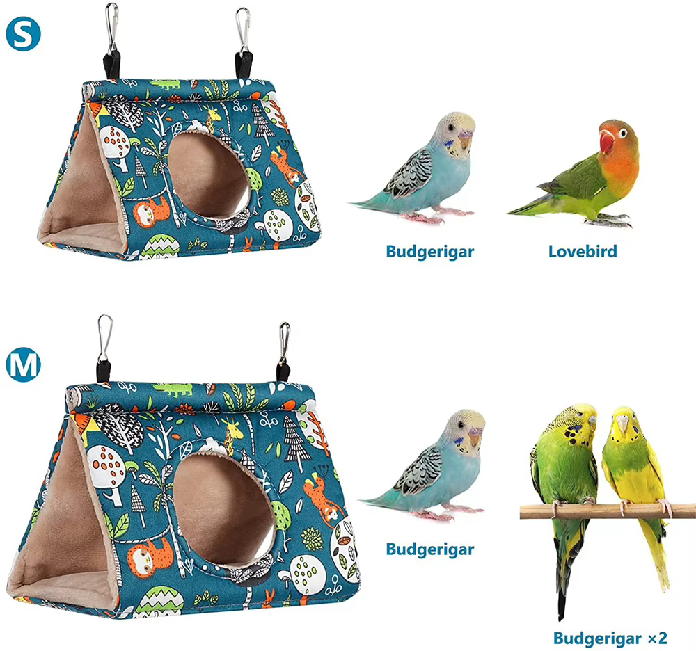Winter Warm Bird Nest House Parrot Hanging Hammock Velvet Shed Hut Finch Cage Plush Birds Hideaway Pet Sleeping Bed Perch Swing — image 6