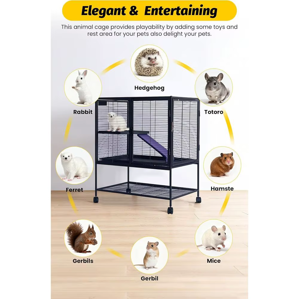 Metal Small Animal Cage, 39 ''H Multi-Level erret Cage or Small Animals - Large Hamster Cage with p, Extra Storage Stand, Removab — image 6