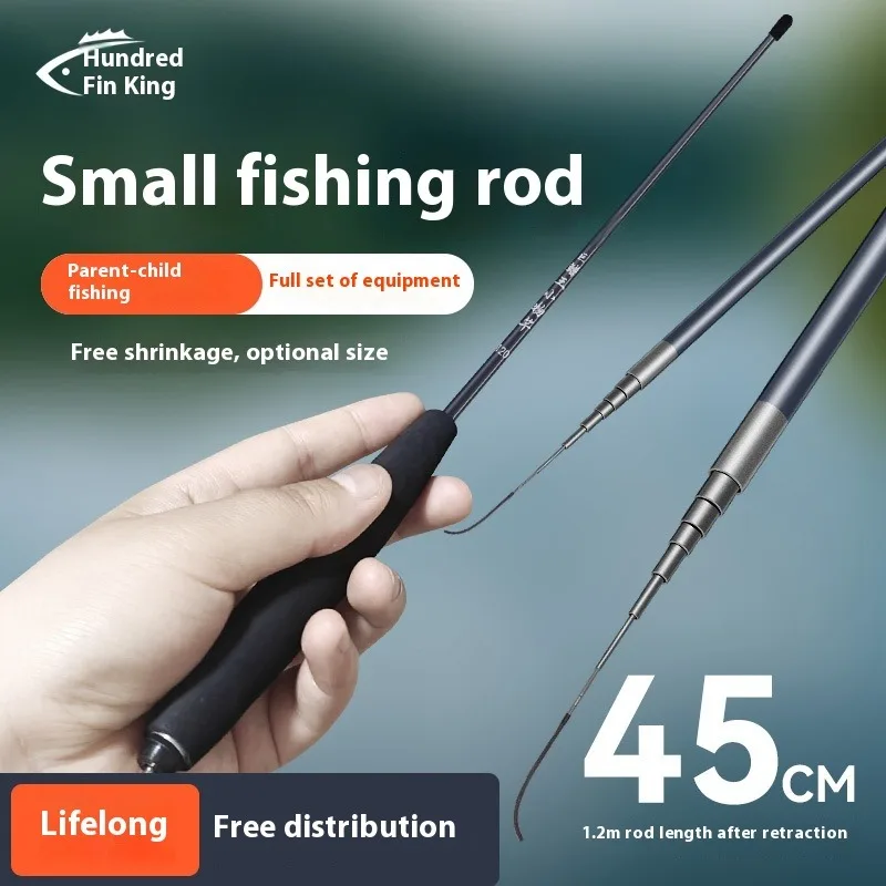 Caña de Pesca Pequeña, Ultra Ligera y Ultra Fina Sección Corta de Caña de Pesca Manual, Juego de Cañas para Principiantes, Caña de Río — imagen 1