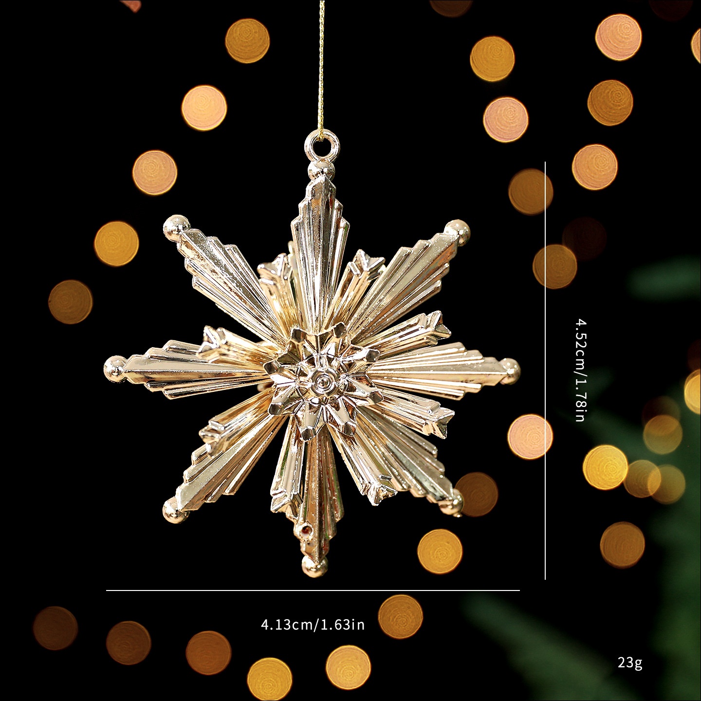 Festive Gold Plated Christmas Tree Ornament Accessories Snowflake Deer Holiday Decoration Hanging Decor — image 7
