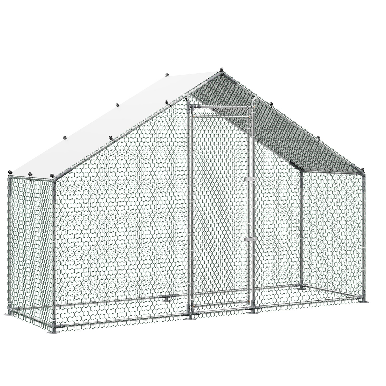 Large Metal Chicken Coop, 9.8 X 3.3 X 6.6 Ft, Walk-in Chicken Run House With Waterproof Cover & Sturdy Frame, Spire Roof Poultry Cage Duck Pen For Rabbit Hen Goose Outdoor Backyard Farm Use — imagen 1