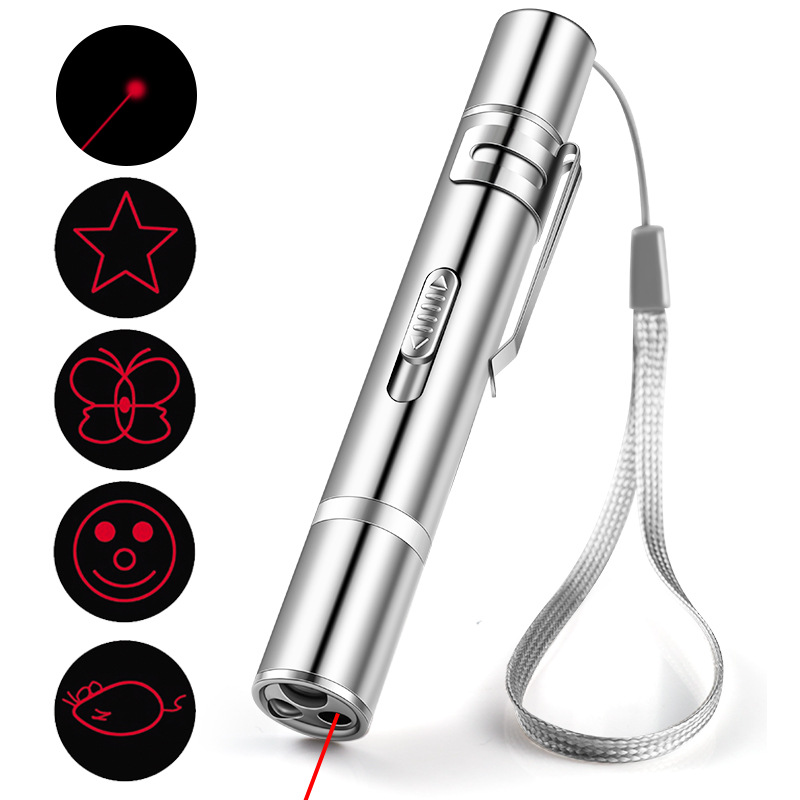 Puntero de Láser para Gatos, Punto Rojo LED Luz Interactiva Juguetes para Perros y Gatos, Rango Largo 5 Modos Proyección de Láser Jaula de Juego para Kitten Entrenamiento Exterior, Cargador USB Recargable — imagen 5