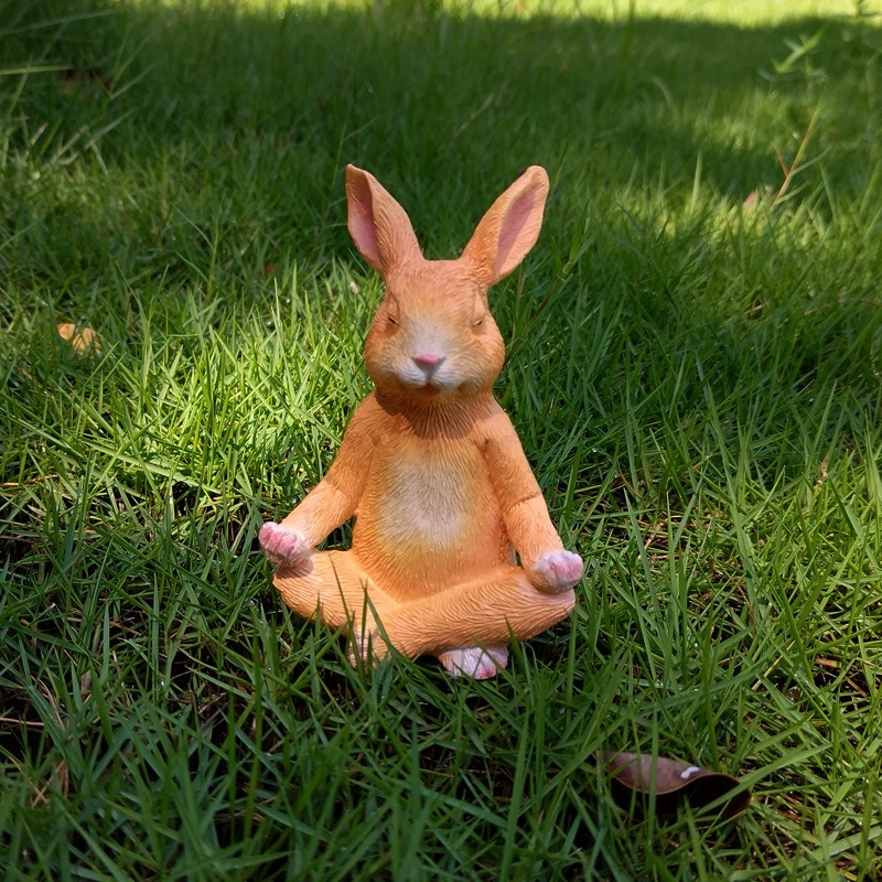 Decoraciones de jardín para meditación al aire libre con conejos — imagen 6