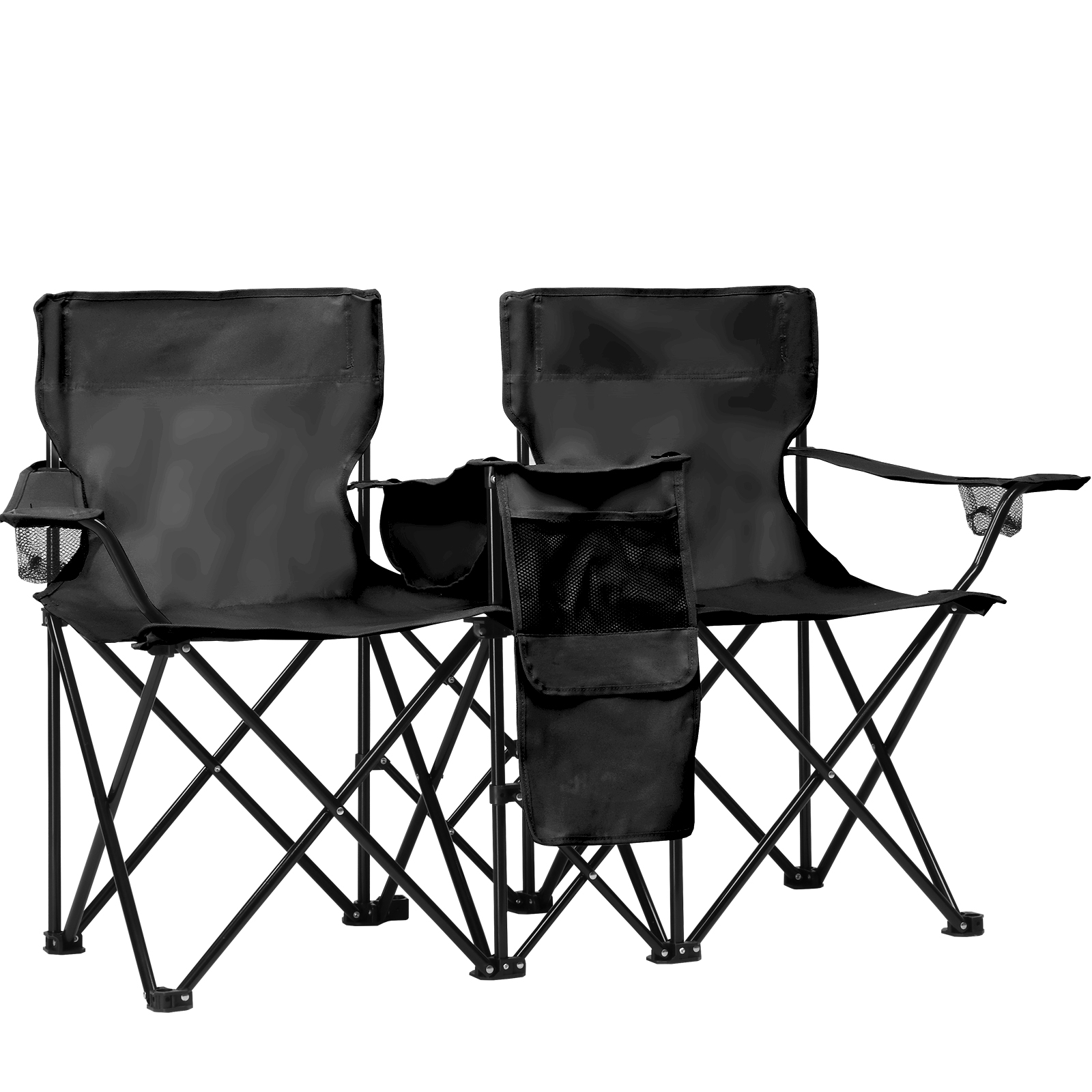Silla de Pesca Negra con Soporte de Hierro, Malla Oxford y Sombrilla — imagen 13