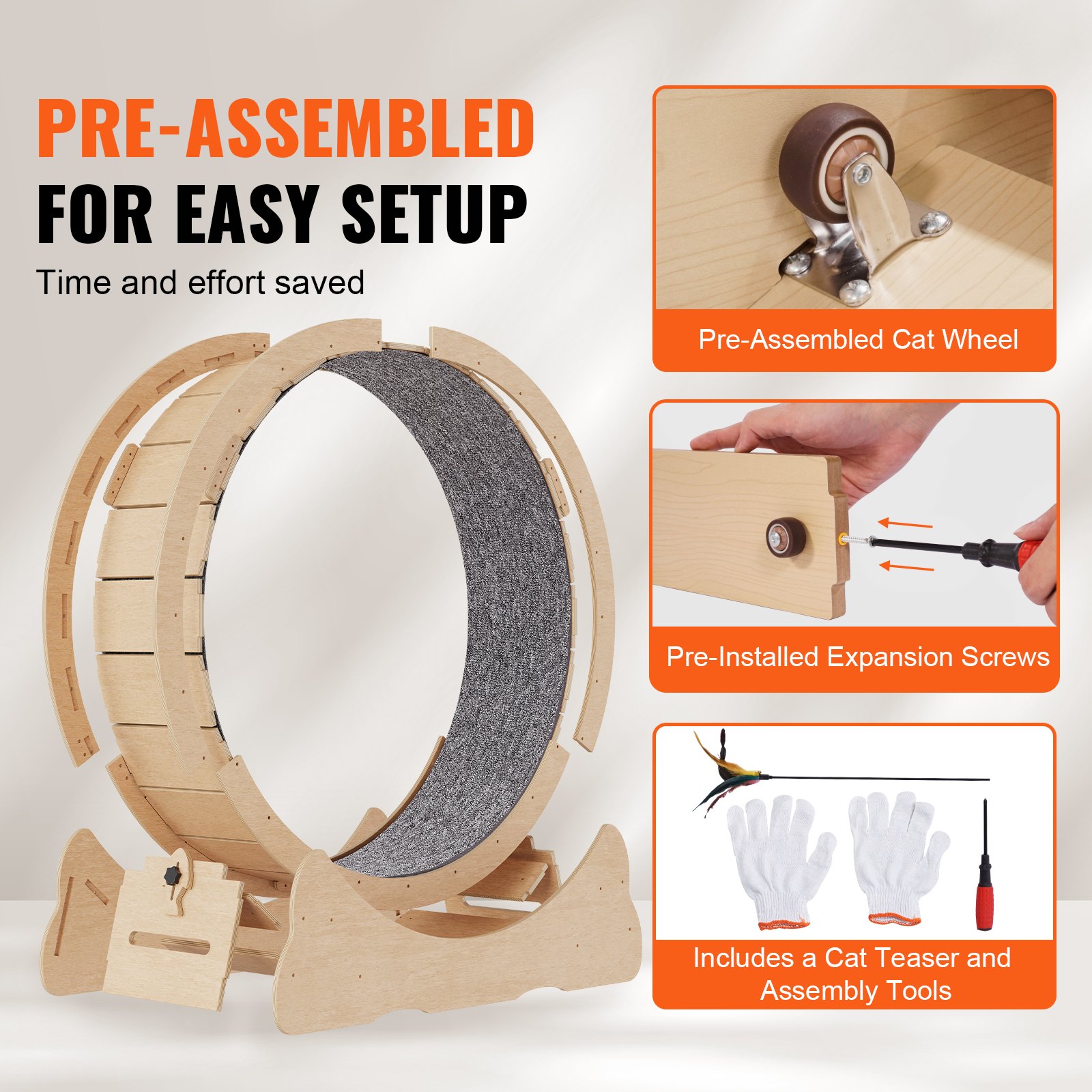 Wooden Cat Exercise Wheel 52' Large Cat Treadmill Wheel For Indoor Cats — image 4