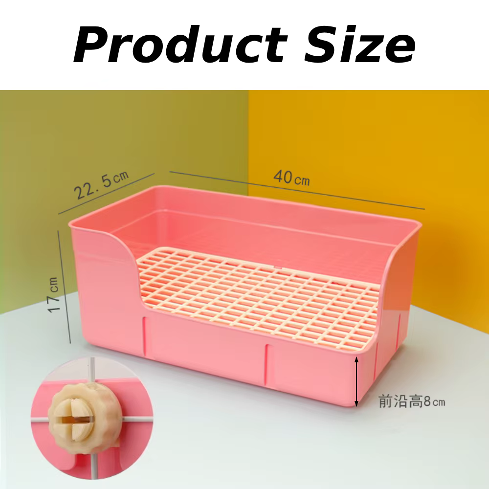 Rabbit Litter Box for Cage Pee Pan Tray Anti Splashing Bedpan Grid Litter Pan for Bunny Chinchillas Rats Ferrets Small Animals — image 6
