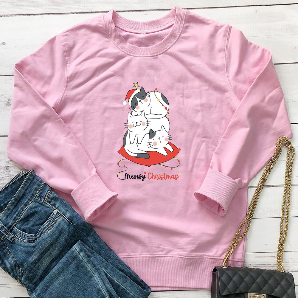 Letter printed cat long sleeved hoodie — image 7