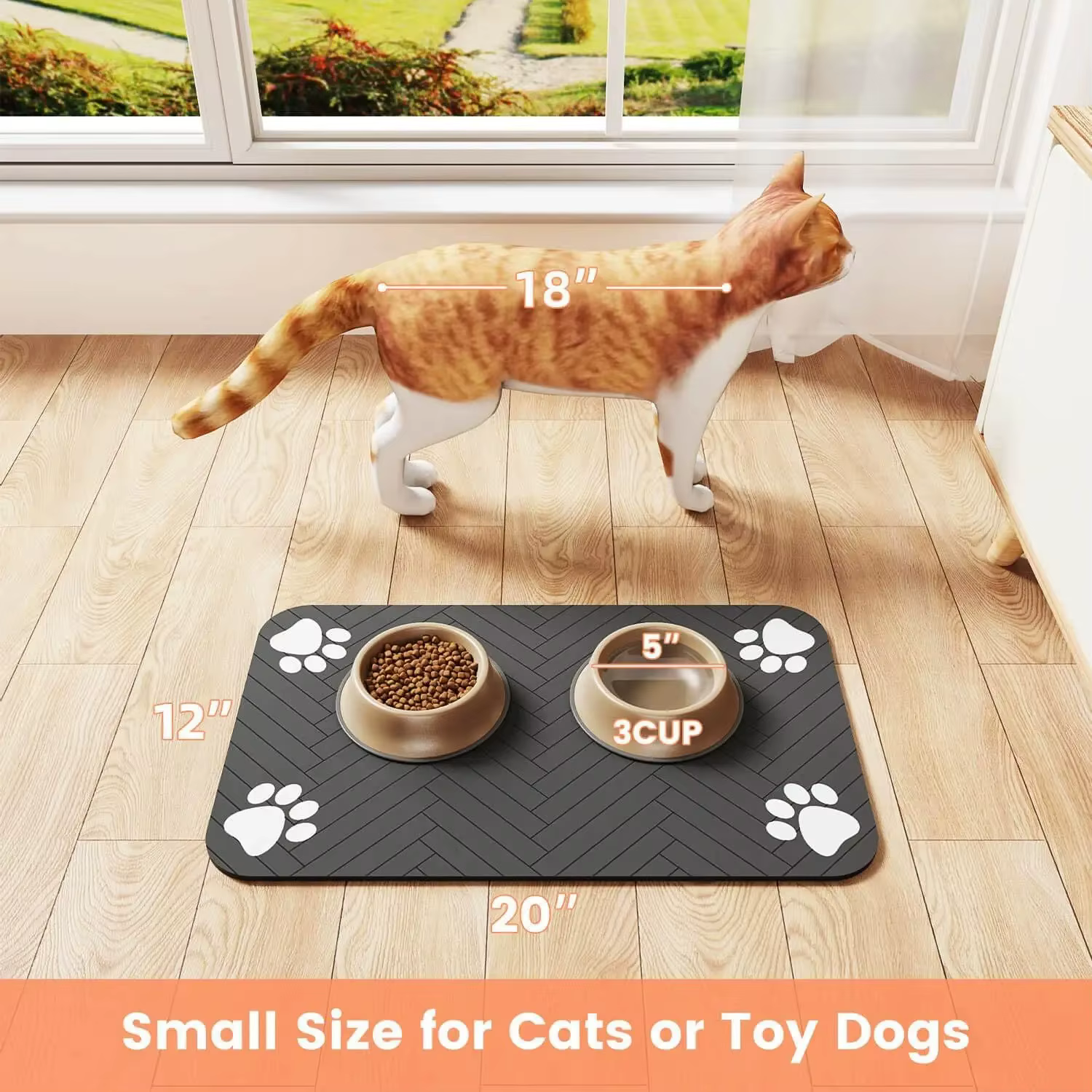 Manta de Alimentación para Mascotas - Manta Absorbente para Comida y Agua con Base de Goma Resbalosa Rápido Secado para Perros y Gatos — imagen 6
