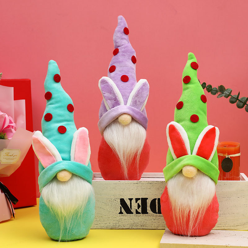 Home Decor Easter Ornaments Pointed Hat Cute Rabbit Faceless Doll Gnome Doll Ornament — image 1