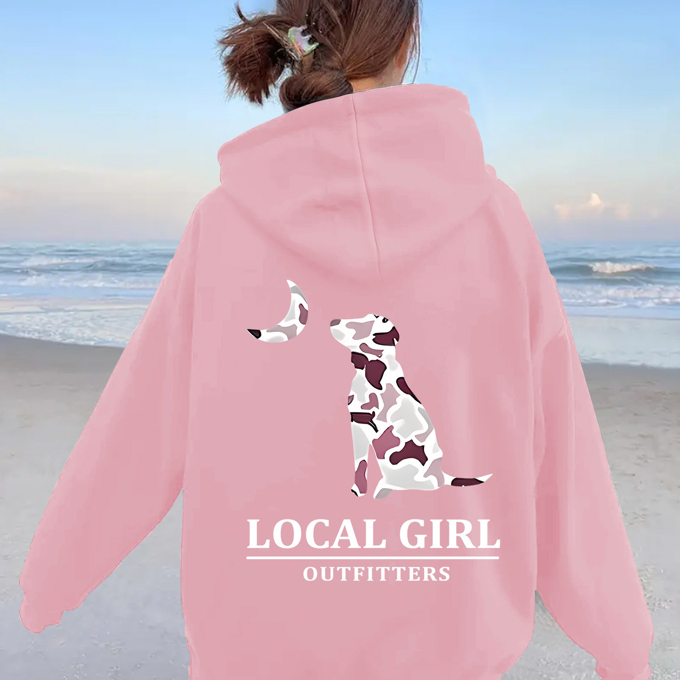 Camouflage puppy moon print hoodie — image 5