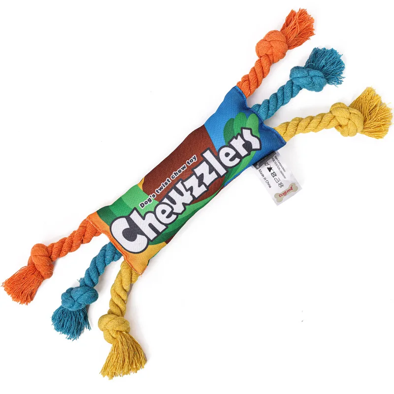 Puppy Dogs Toys Puppy colorful Cotton Chew Rope Knot Toy Durable Braided Dog Toys Dog Cleaning Teeth Braided Bone Rope — image 5