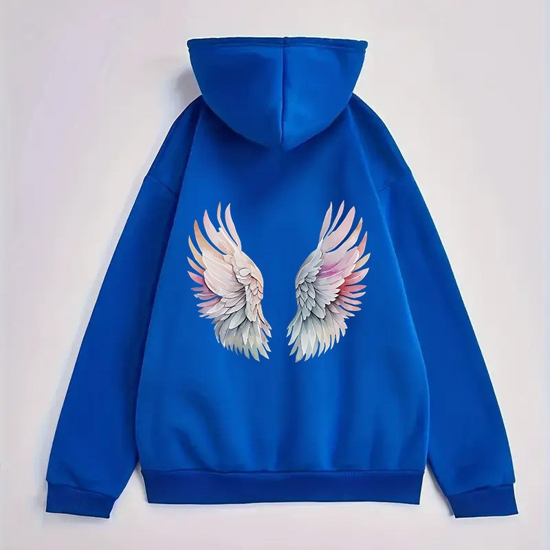 Women's Fleece-Lined Hoodie with Wings Print, Kangaroo Pocket, Drawstring, and Graphic Design — image 12