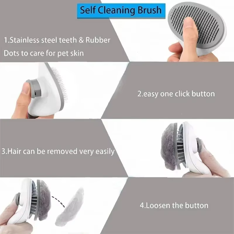 Pet Dog Brush Cat Comb Self Cleaning Pet Hair Remover Brush For Dogs Cats Grooming Tools Pets Dematting Comb Dogs Accessories — image 6