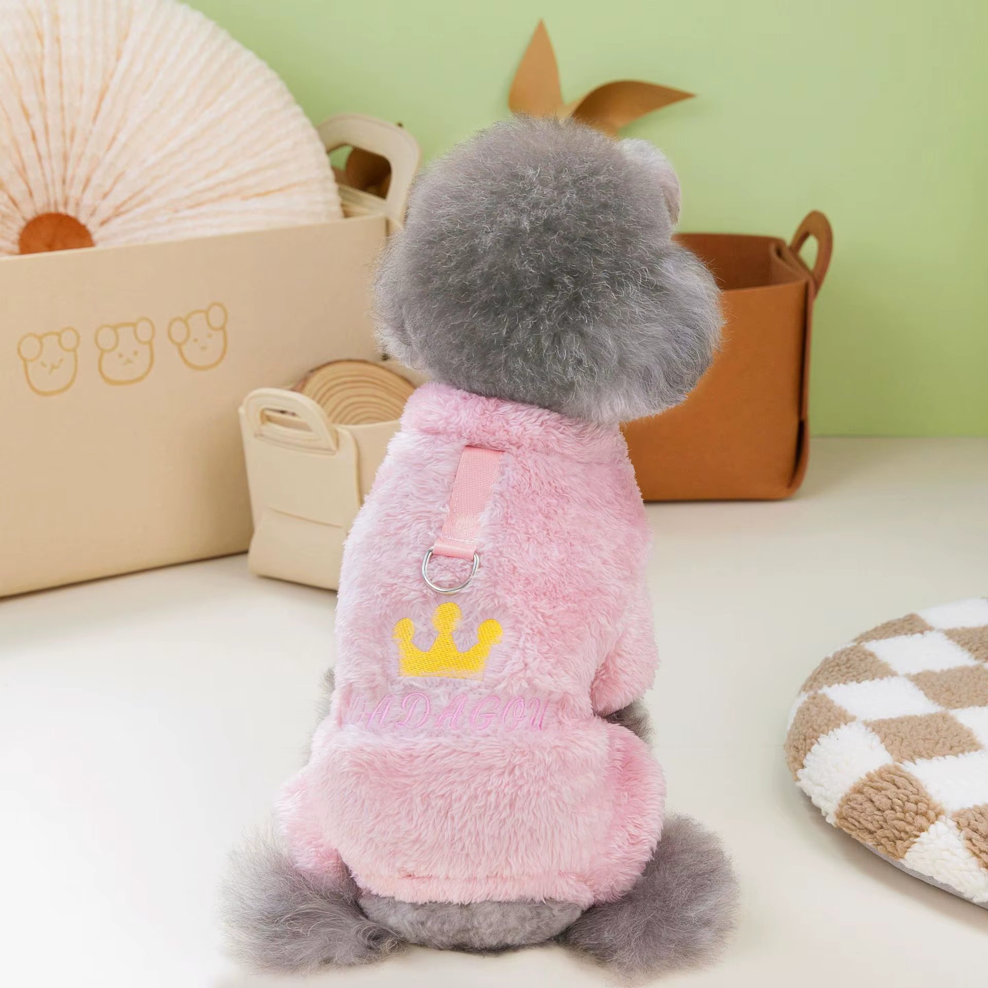 Pet Dog Clothes Soft Warm Fleece Dogs Jumpsuits Crown Pattern Pet Clothing for Small Dogs Puppy Cats Costume Coats — image 6