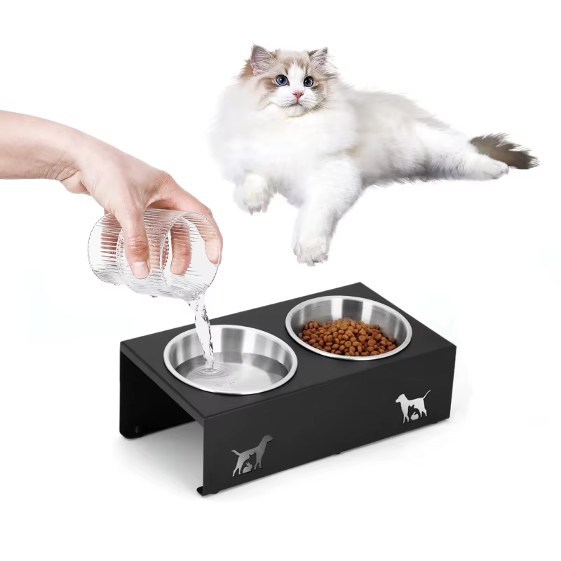 Platos Elevados para Gatos con Soporte Inclinado 15° Anti Vómitos - Platos de Aluminio Inoxidable para Comida y Agua — imagen 6