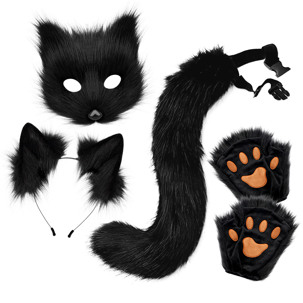 Halloween Plush Fox Mask Set with Faux Fox Ears Headband, Tail, Animal Paws and Cosplay Accessories — image 5
