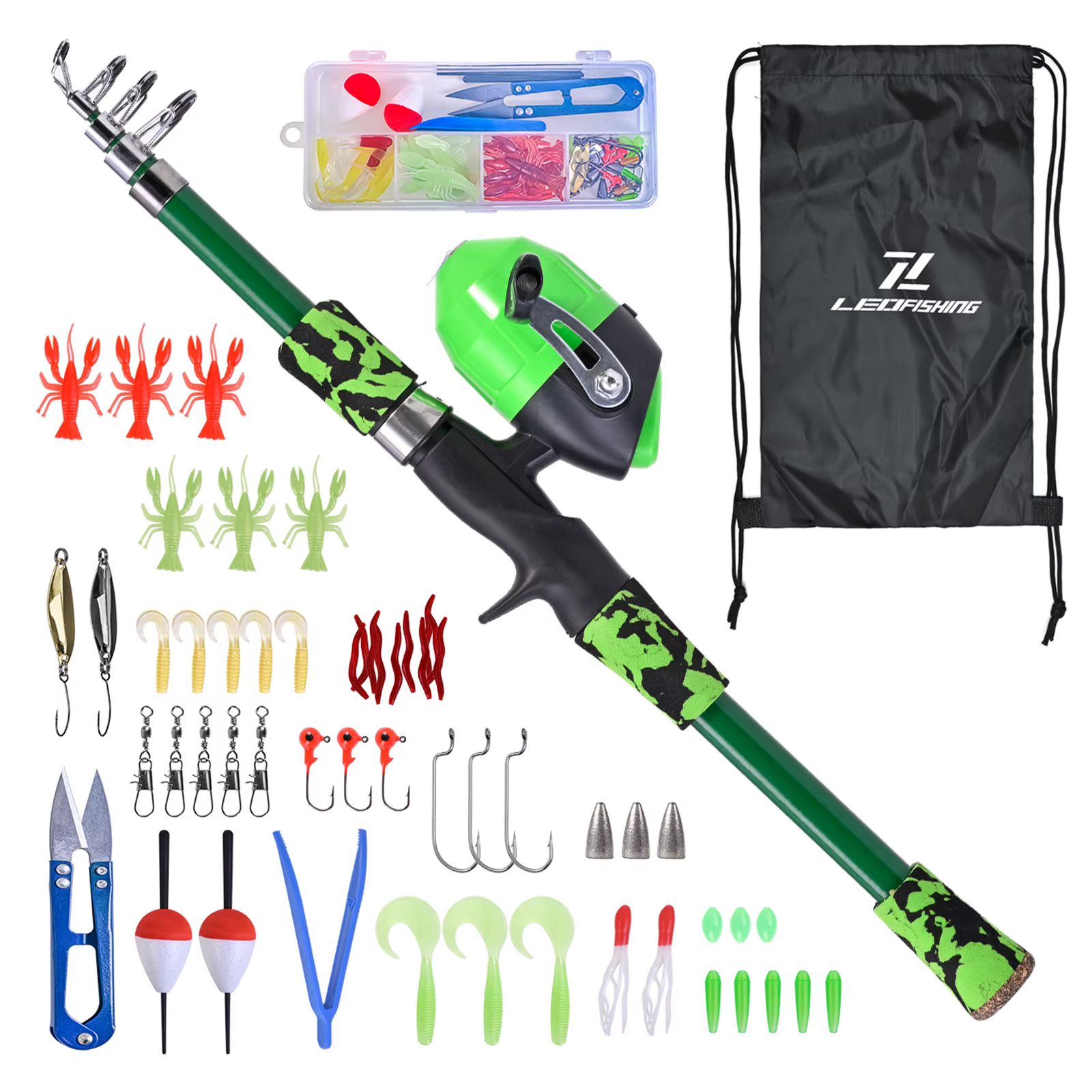 Kids Fishing Rod and Reel Combo Full Kit Telescopic Casting Pole with Spincast Reel for Boys Girls — image 2