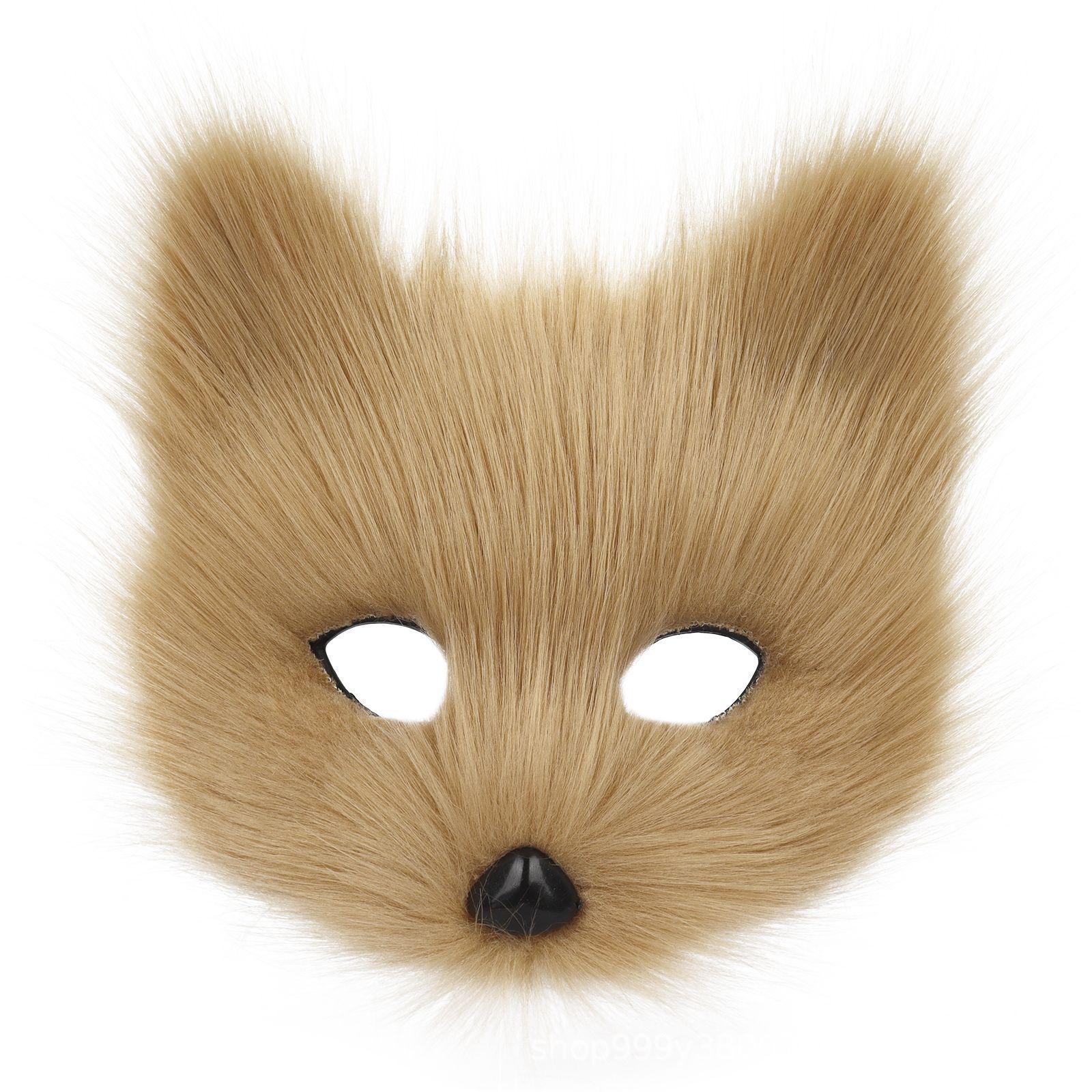 Halloween Party Furry Half-Face Cat Fox Mask Cosplay Cat Face Mask Accessory — image 16