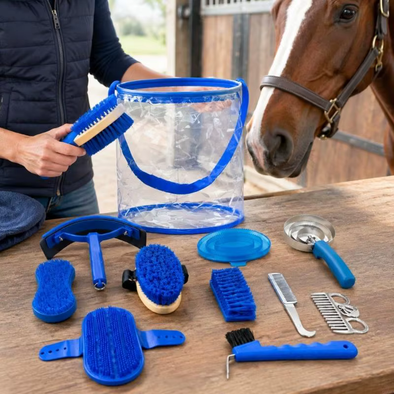 Horse Grooming Set for Coat, Tail, Foot, and Post-Wash Care with Brushes, Metal Grooming Tools, Scraper, and Carry Bag 69HD — image 5