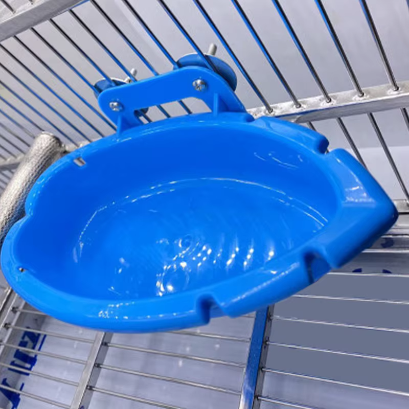 Plato de Alimento para Loros Multifuncional Azul Bautista Caja de Animales Estándar Baño Limpieza de Mascotas Juguetes para Aves — imagen 3