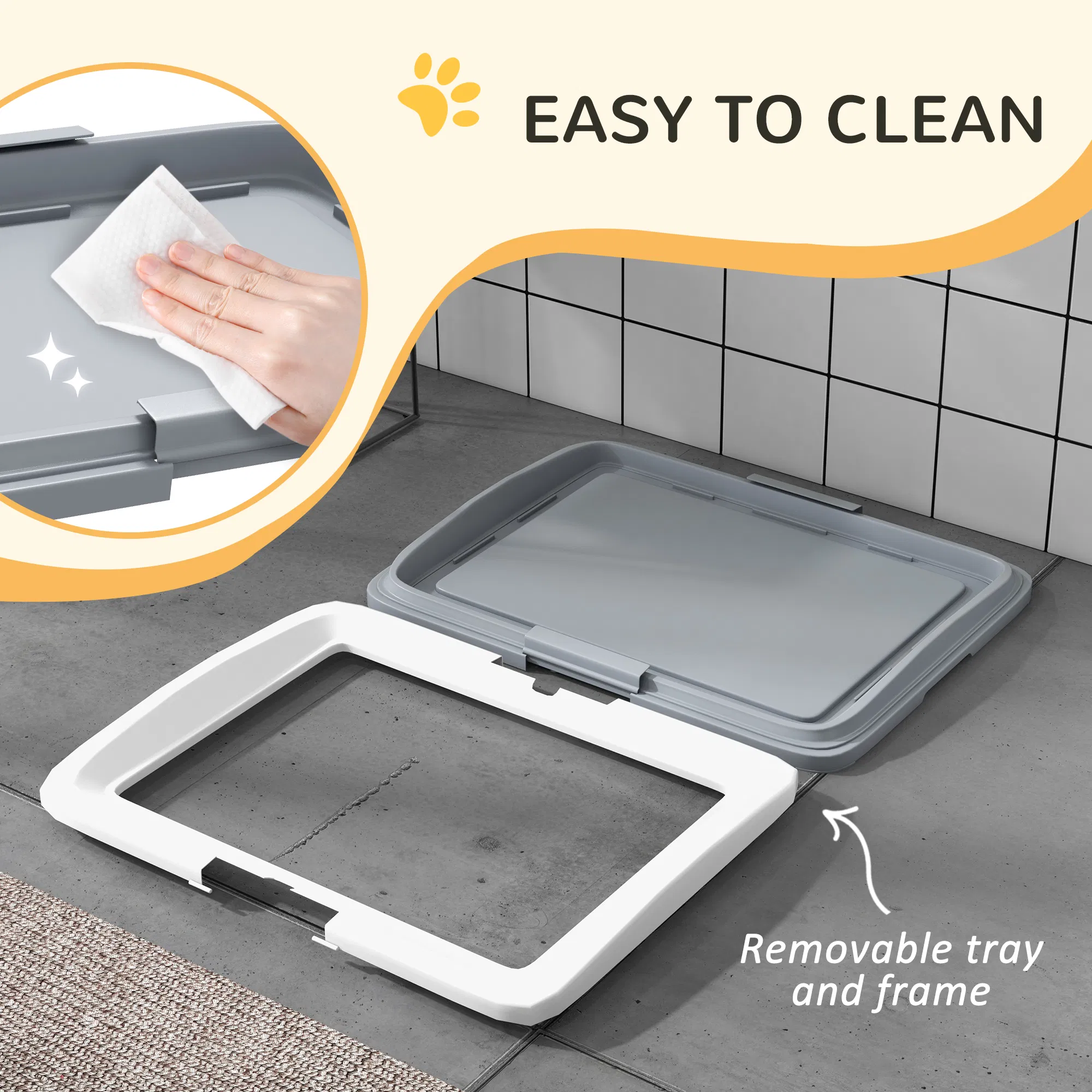 25" x 19" Pee Pad Holder, Dog Potty Tray for Indoor Outdoor, Easy to Clean Dog Training Toilet Pee Pad Tray, Grey — image 2