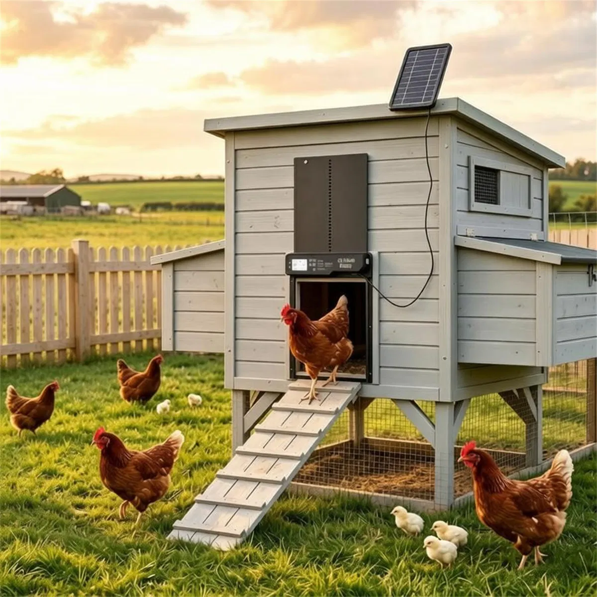 Solar Powered Automatic Chicken Coop Door with 4 Control Modes Light Sensor Timer Remote Manual, Anti-Pinch Weatherproof Aluminum Alloy Poultry Door Opener for Chickens Ducks Pigeons — image 9