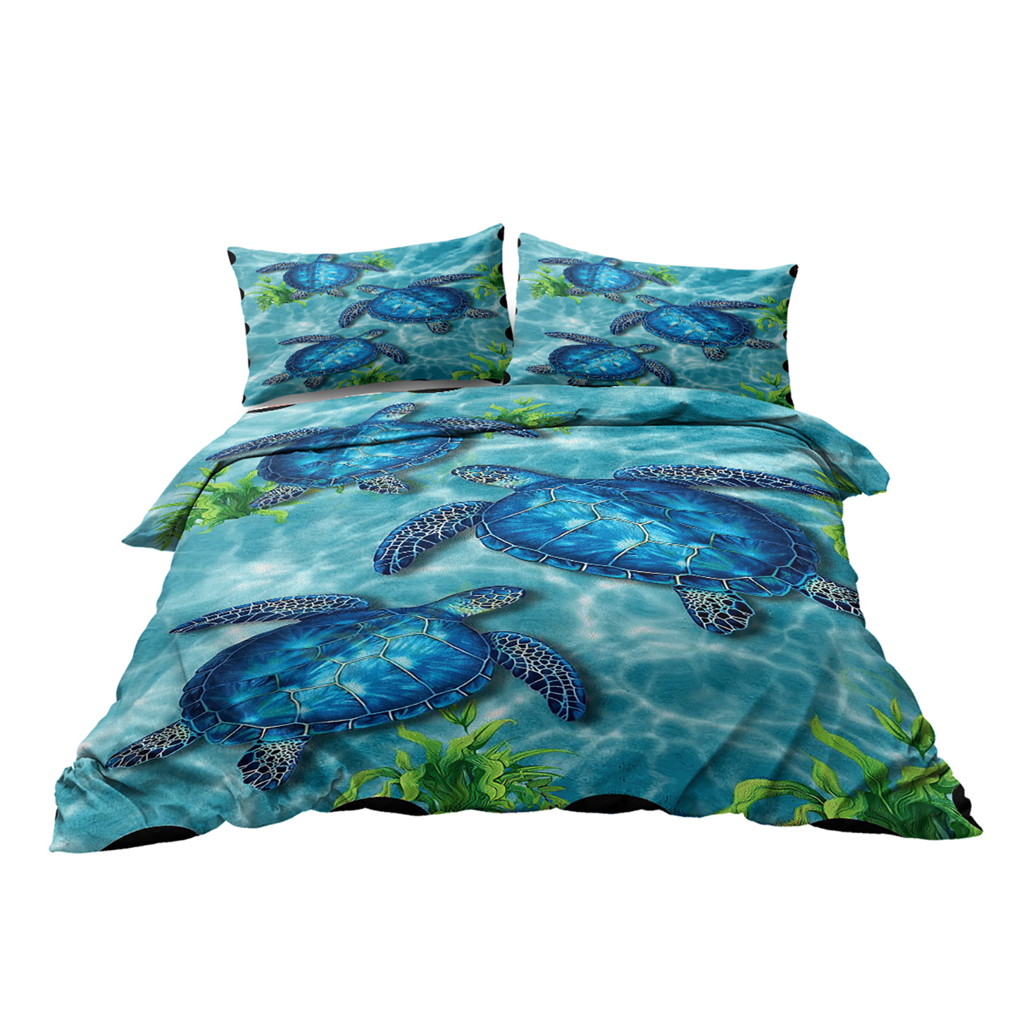 Manta de Tortuga Marina Estampada para Edredón, Conjunto de 3 Piezas Tamaño Rey, Muy Suave, Para Cama y Habitación, Todo el Año — imagen 10