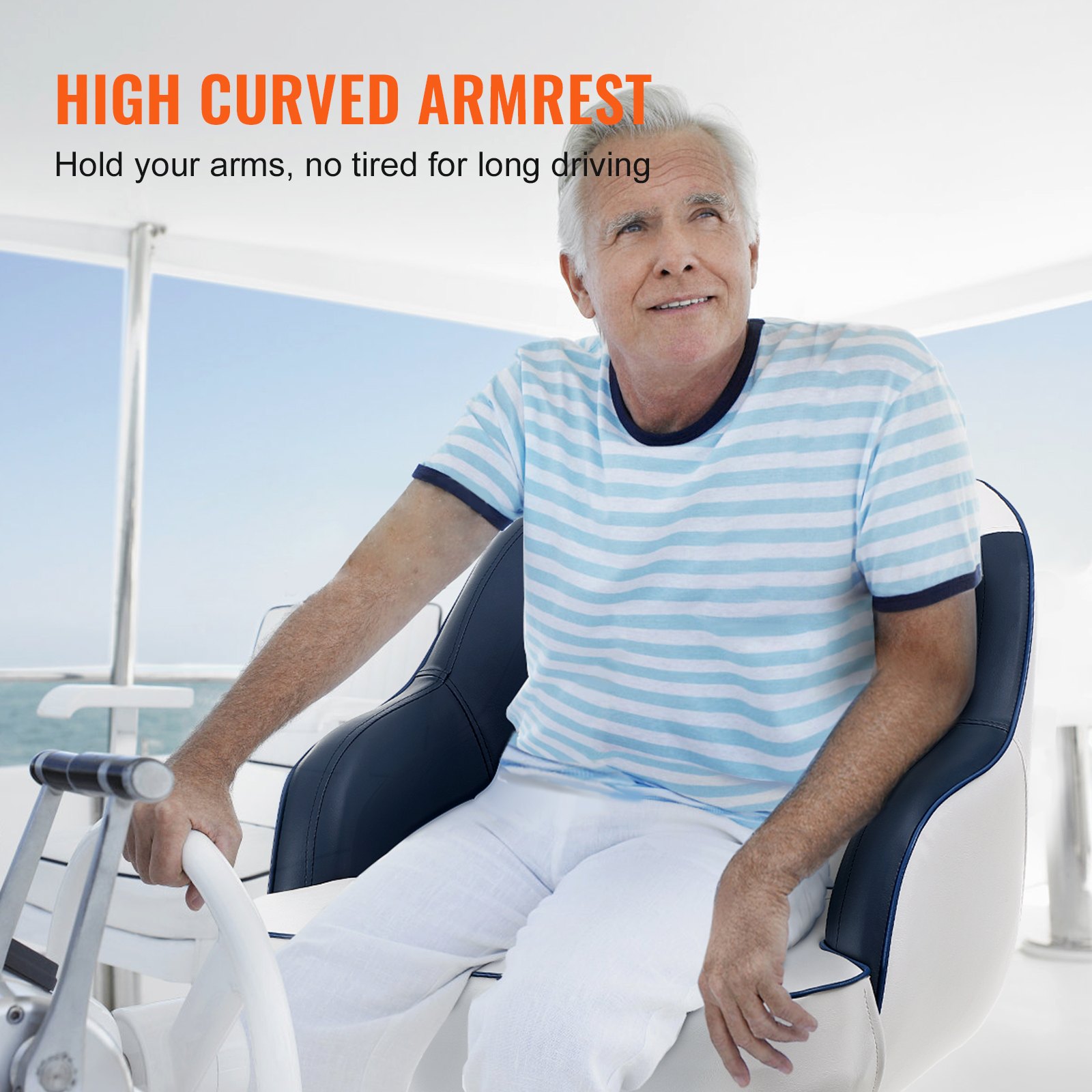 Asiento de Capitán para Barcaza con Rejilla de Espuma Espesa, Silla de Pescador con Soporte Completo, Asiento de Capitán para Lancha, Barco de Visita, Velero, Canoa, 1-Pieza — imagen 3