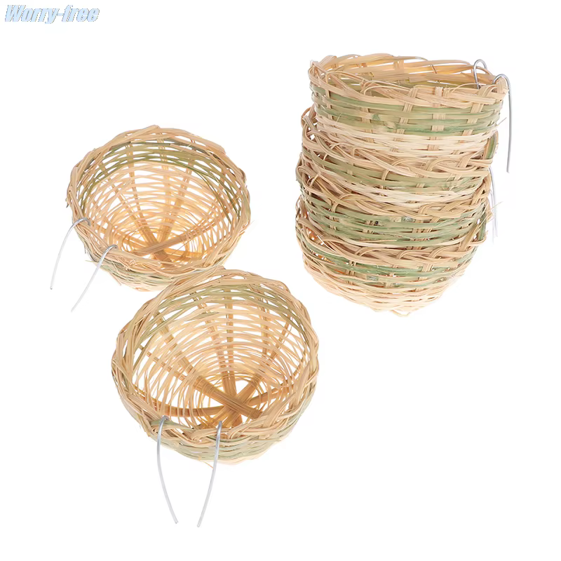 6 Piezas de Nidos de Bambú Hechos a Mano para Cría de Aves: Periquitos, Cacatúas Ninfa, Coníferos, Canarios, Pinzones, Agapornis y Loros Pequeños — imagen 1