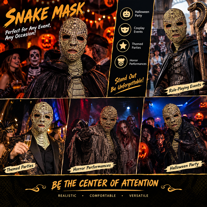 Lizard Man Basilisk Mask – Realistic Scaled Full Face Latex Reptile Headpiece, Unisex Adult Horror Costume — image 8