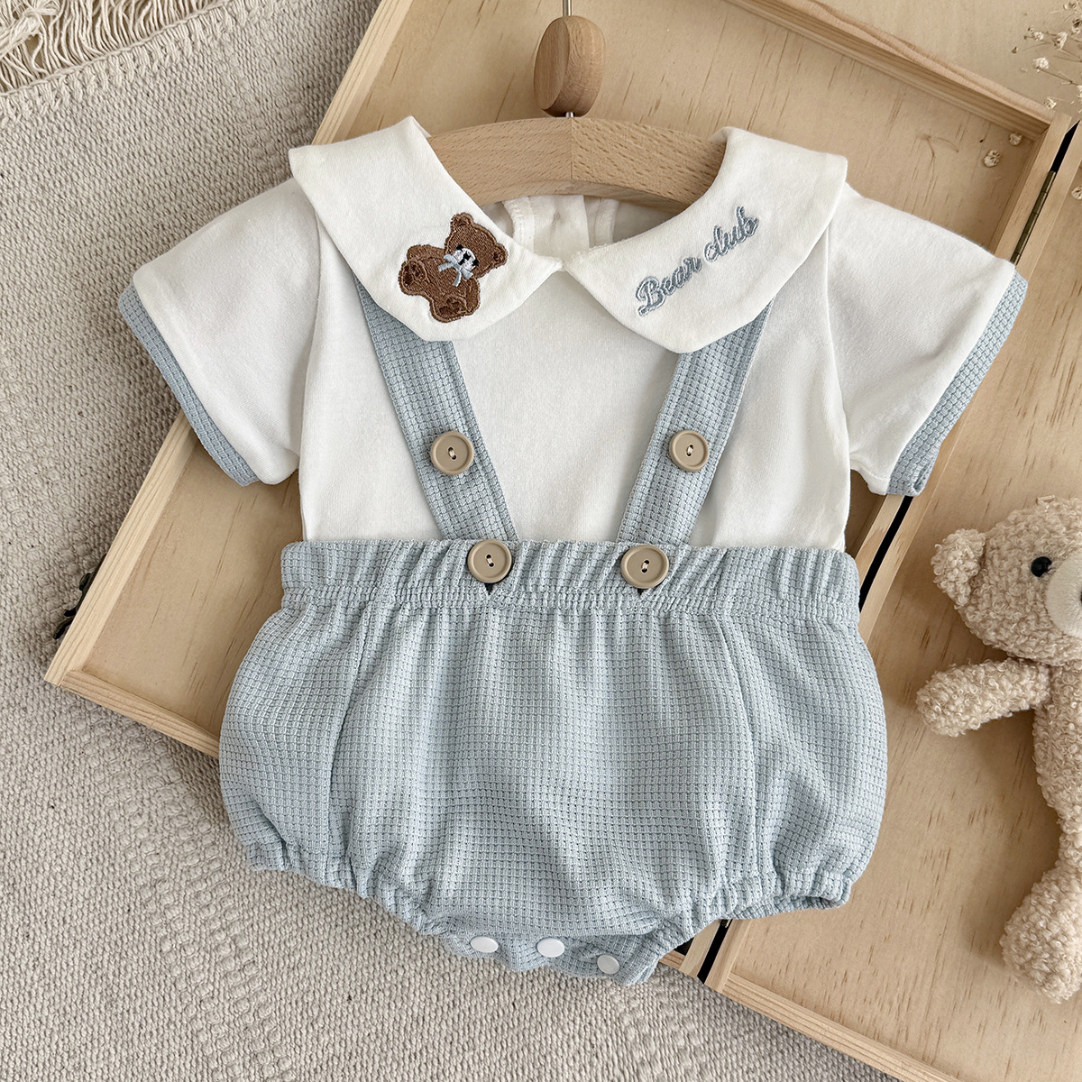 Romper de Oso Adorable con Bordado para Bebés con Mangas Cortas — imagen 6