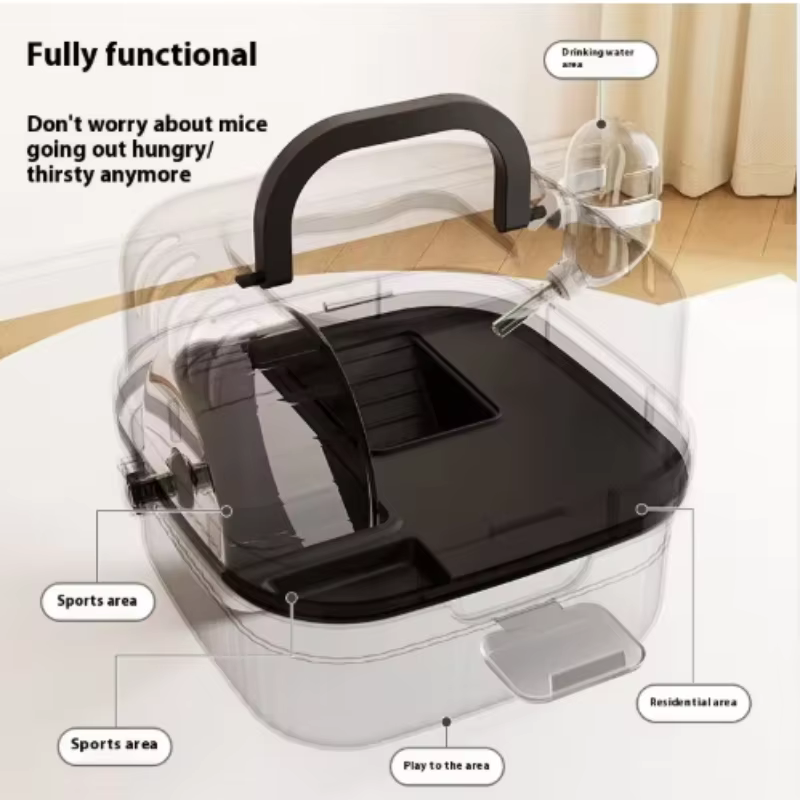 Large Capacity Chinchilla Cage with Water Translucent Hamster Travel Carry Case Breathable Small Animal Carrier Hamster Habitat — image 5