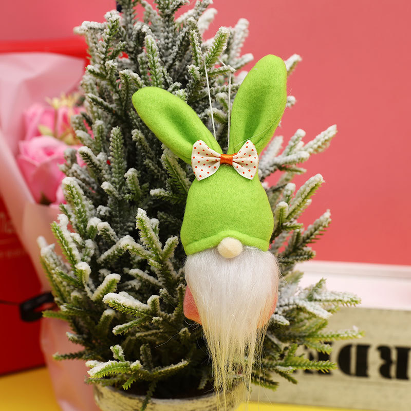 Nuevos decorados de Pascua muñeco elfo conejo sin cara muñeca duende pequeño colgante adorno para hogar — imagen 4