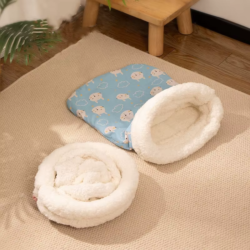 Cama de Dormir para Mascotas con Lana de Cordero para Invierno: Bolsa Caliente para Gatos y Kitten — imagen 2