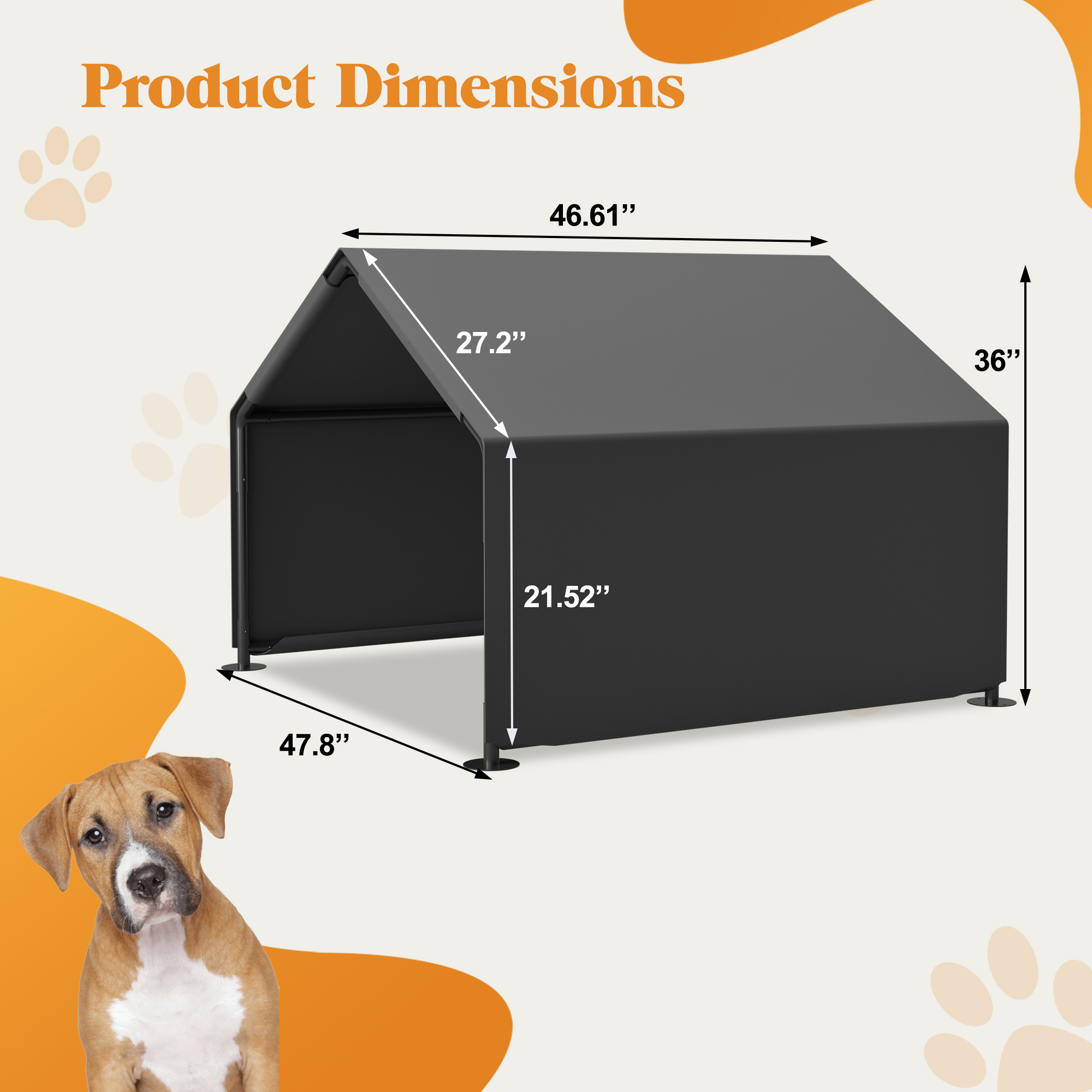 Refugio de Sombra para Perros, Tienda Portátil para Mascotas, Impermeable para Protección contra el Sol y la Lluvia, Exterior, Jardín, Patio, Domicilio Trasero, Gris — imagen 2