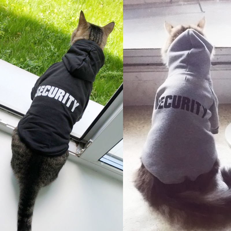 Security Cat Clothes Pet Cat Coats Jacket Hoodies For Cats Outfit Warm Pet Clothing Rabbit Animals Pet Costume — image 1
