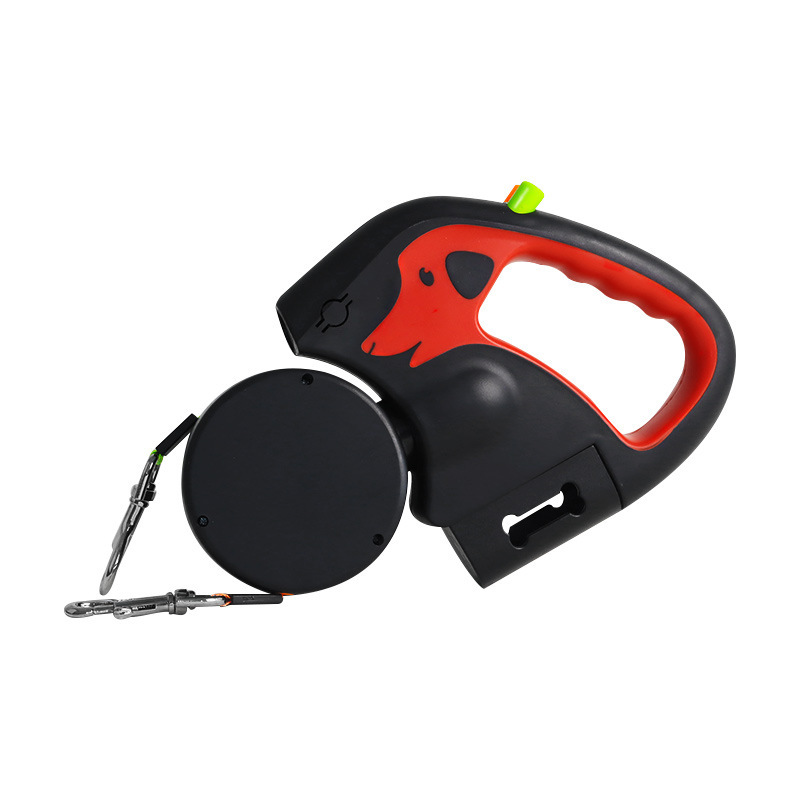 Dual / Double Dog Leash, 360° Retractable Roulette, 3M, LED Light, Tangle-Free, Double-Ended Traction Rope — image 1
