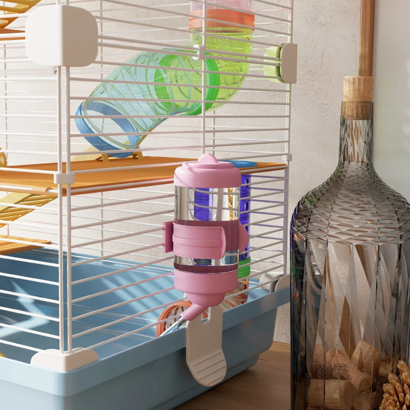 5 Tiers Hamster Cage Portable Animal Travel Carrier W Exercise Wheels Tube, Light Blue — imagen 2