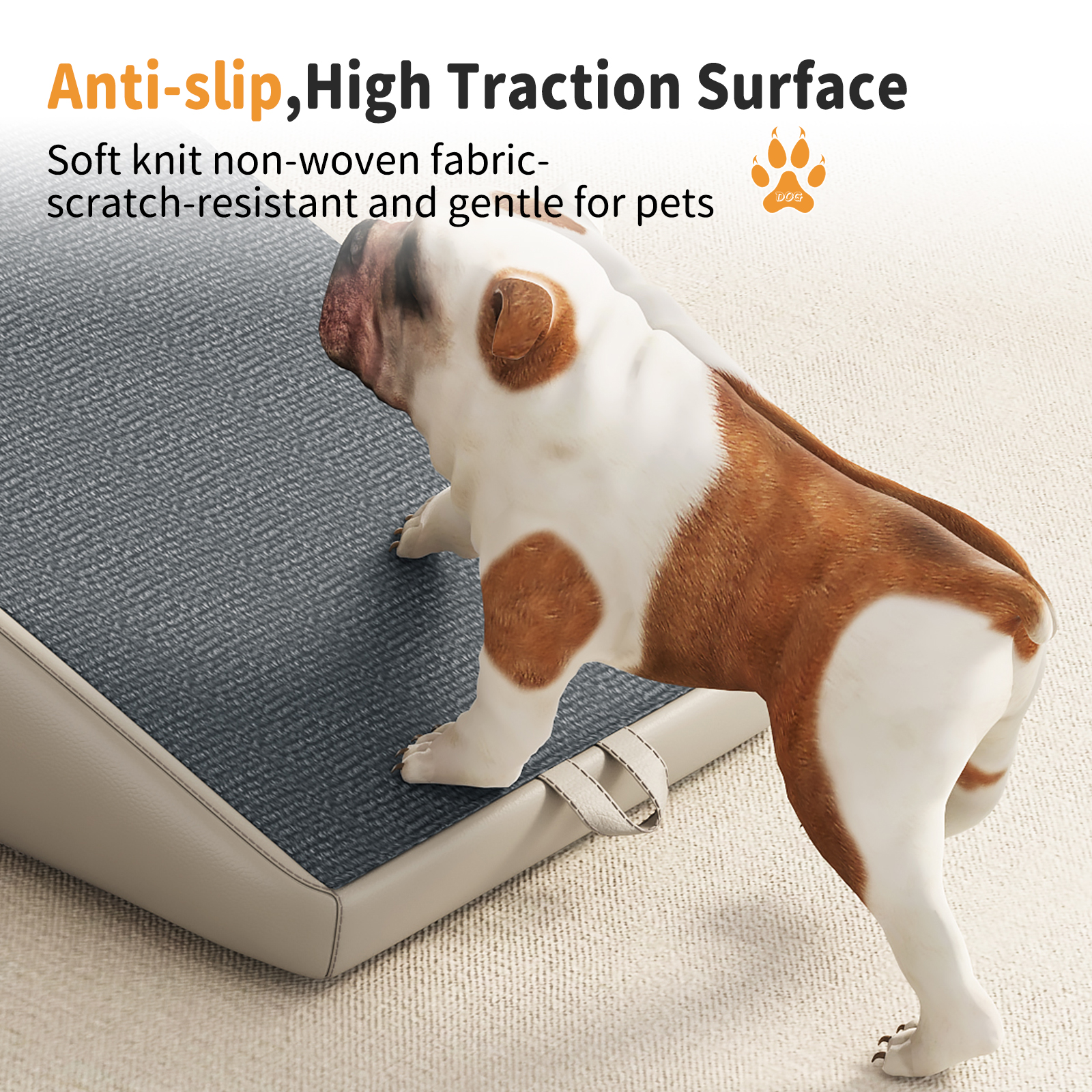 UPGRADED Dog Stairs for Small Dogs and Cats, Dog Ramp for Couch and Bed, Foldable 2-in-1 Wooden Pet Steps for Puppy, Split Ottoman Design (Light Grey) — image 20