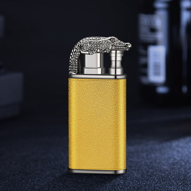 Creative Blue Flame Lighter Dolphin Dragon Tiger Double Fire Metal Winproof Lighter Inflatable Lighter — image 11