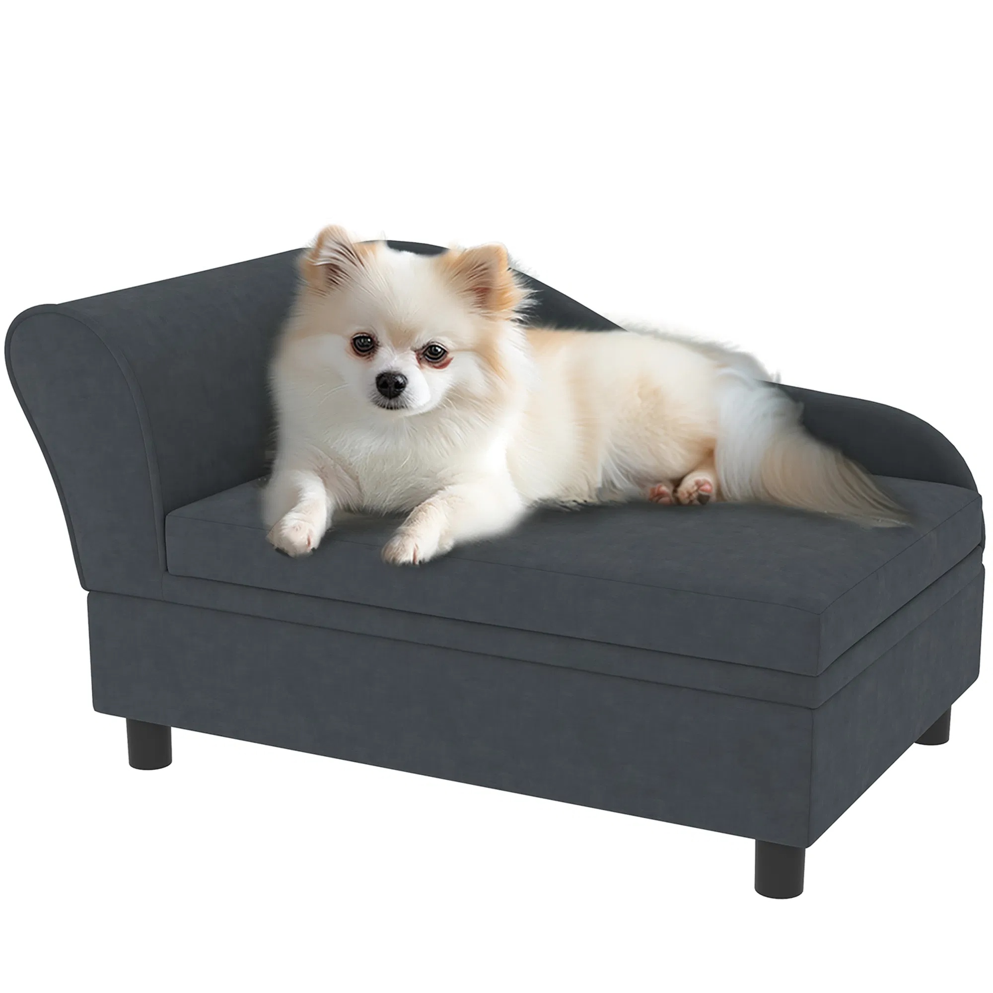 Pet Sofa Bed Couch With Storage, Pet Sofa For Cats And Small Dogs, Dark Gray — imagen 1