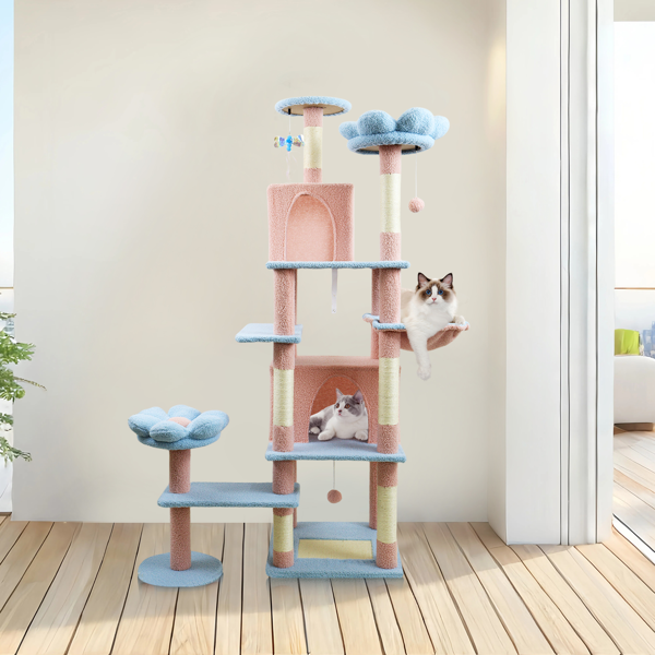 Árbol para Gatos con Flor Grande y Condominio Removible Cubre de Flor y Hamaca Azul — imagen 6