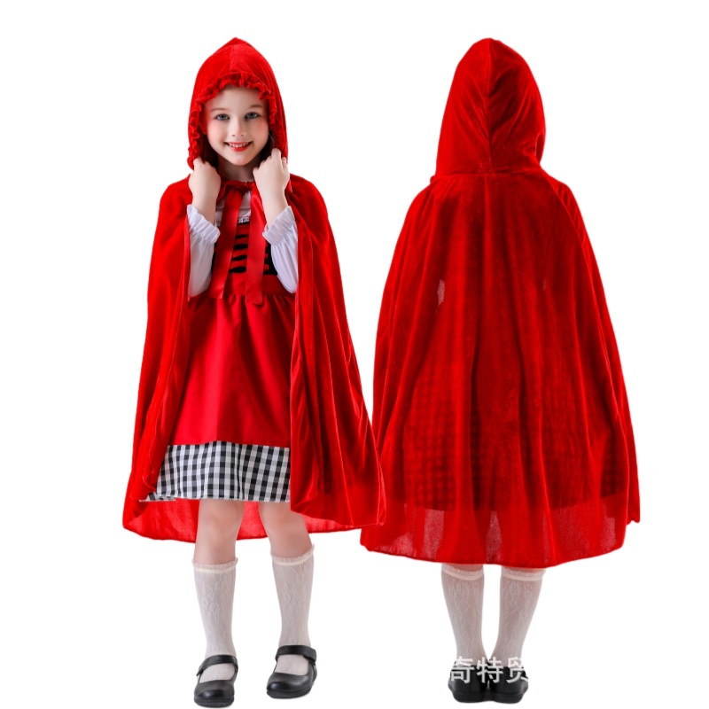 Halloween Children's Costume Little Red Riding Hood and Big Bad Wolf Performance Outfit Cosplay Dress Set Children's Festival Costume — image 3
