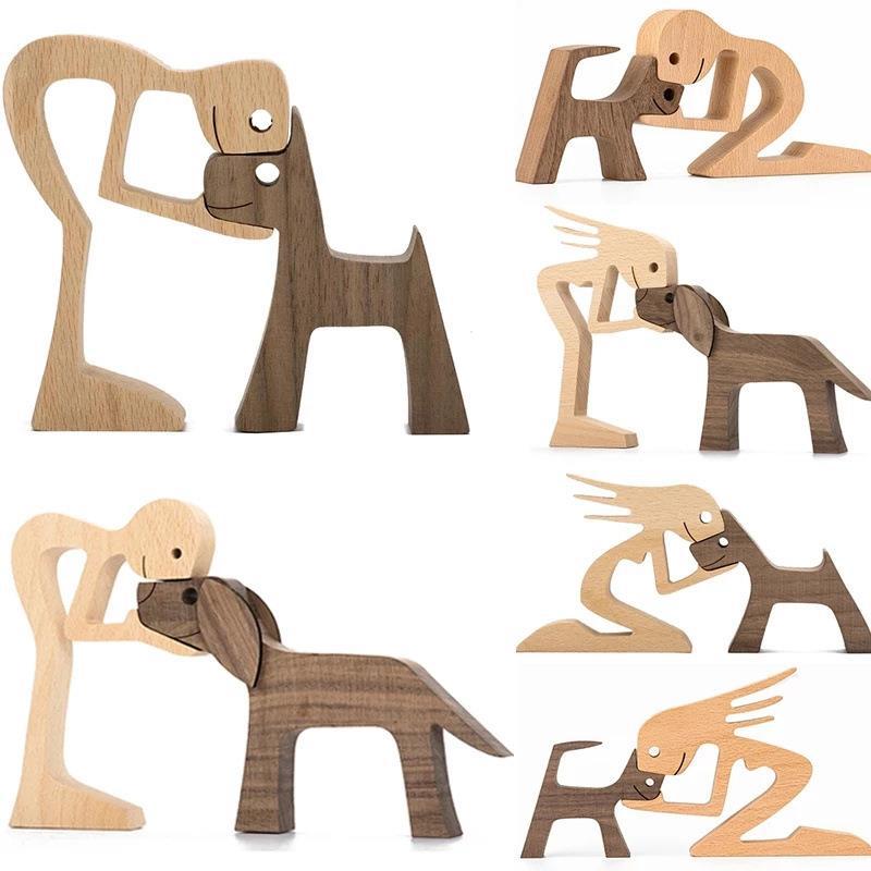 Wooden dog and family member ornaments animal decorations creative desktop decoration custom children toys — image 1